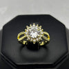 #AOL162 - Anillo Ajustable Flor Piedra Zirconnia Oro Laminado 18K