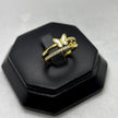 #AOL163 - Anillo Ajustable Flor Y Mariposa Piedra Zirconia Oro Laminado 18K