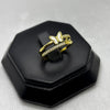 #AOL163 - Anillo Ajustable Flor Y Mariposa Piedra Zirconia Oro Laminado 18K