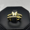 #AOL163 - Anillo Ajustable Flor Y Mariposa Piedra Zirconia Oro Laminado 18K