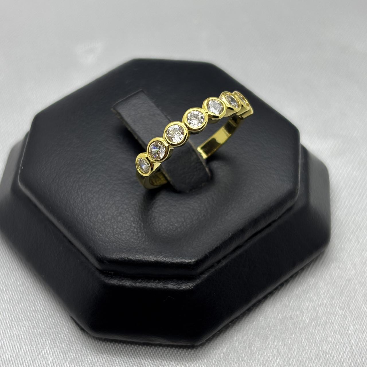 #AOL164 - Anillo Ajustable Piedra Zirconia Oro Laminado 18K