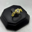 #AOL165 - Anillo Ajustable Corazón Con Alas Piedra Zirconia Oro Laminado 18K