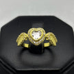 #AOL165 - Anillo Ajustable Corazón Con Alas Piedra Zirconia Oro Laminado 18K