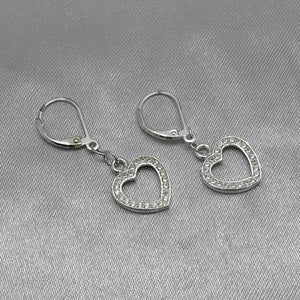 #AR158 - Arete Colgante Corazón Con Piedra Zirconia Plata - IP2.3