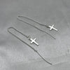 #AR163 - Arete Largo Con Cruz Plata - VA1.9
