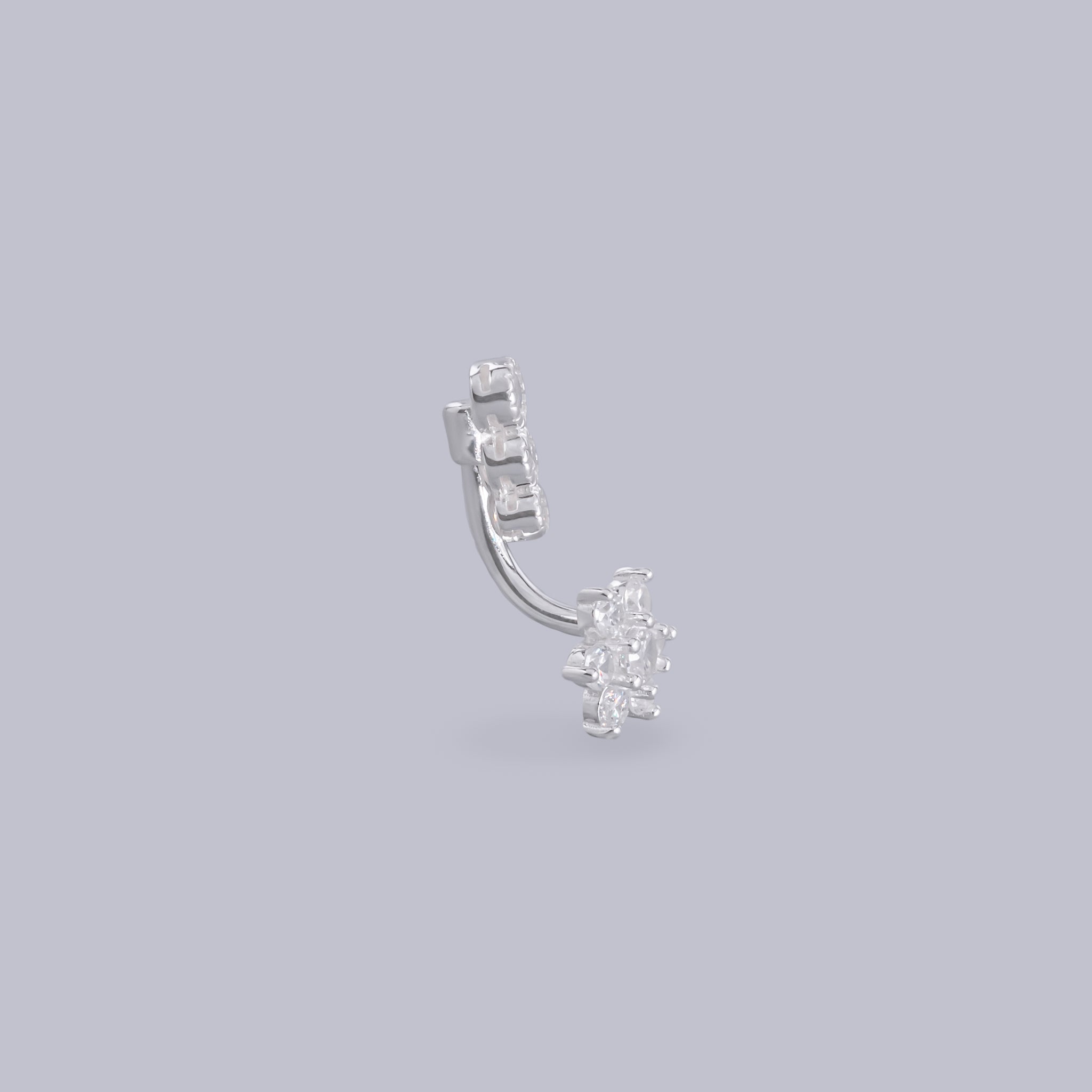 #AR201 - Arete/Piercing Para El Ombligo Forma De Flor De Plata - MI1.5