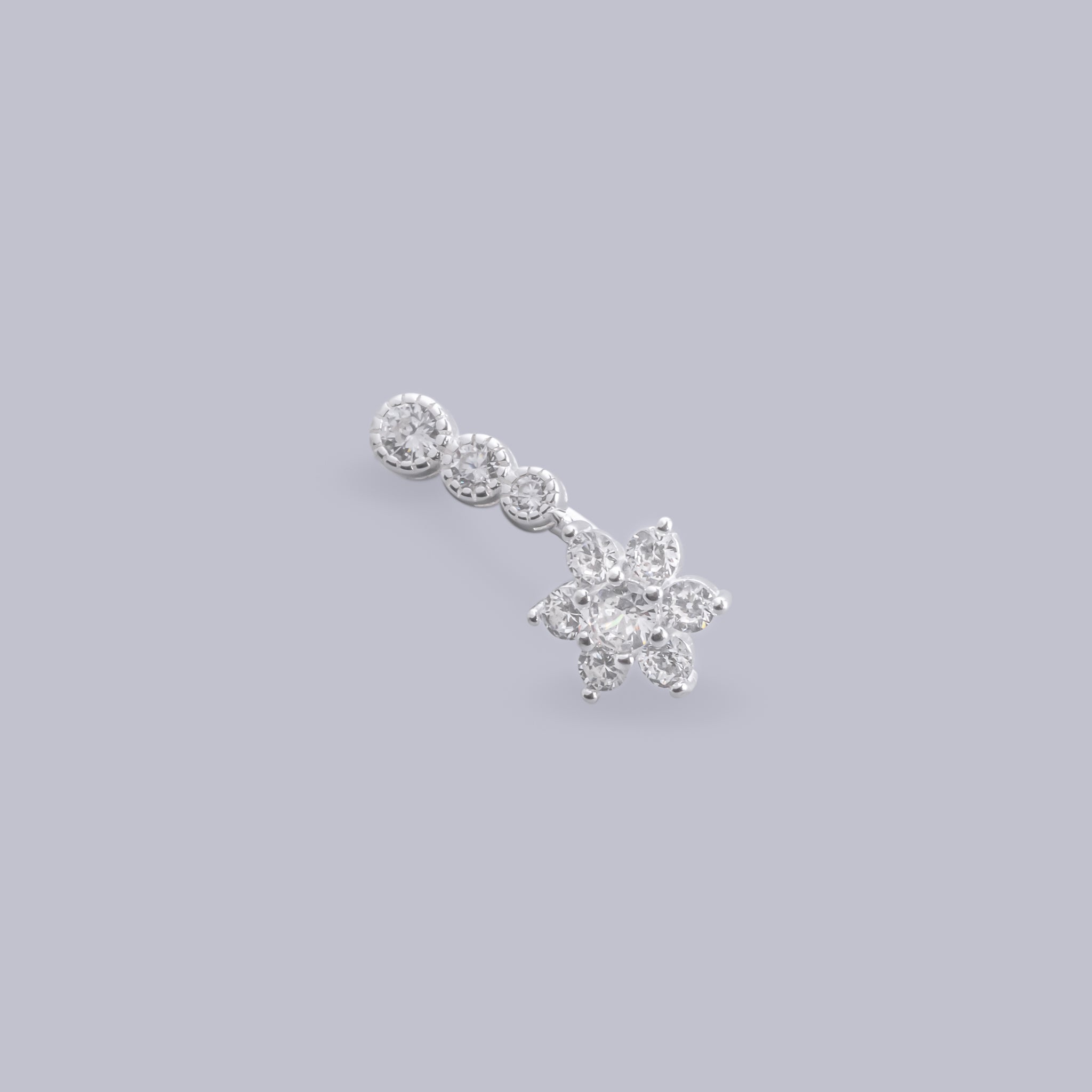 #AR201 - Arete/Piercing Para El Ombligo Forma De Flor De Plata - MI1.5
