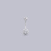 #AR204 - Arete/Piercing De Plata Para Ombligo Forma De Bolita Con Piedra - MI2.2