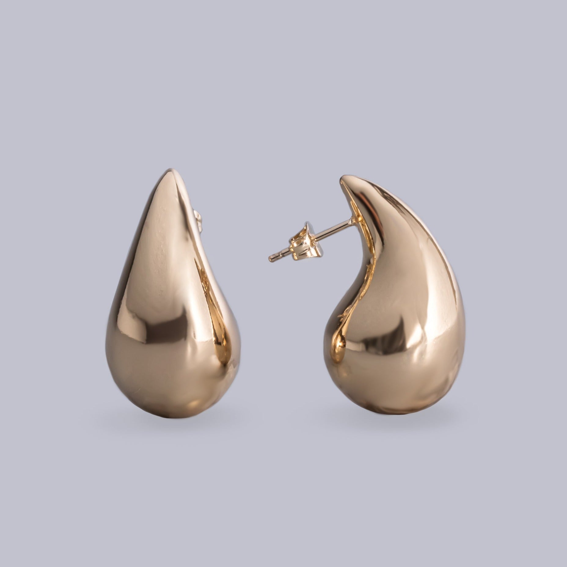 #ARL109 - Arete De Gota/Cuerno De Oro Laminado De 18k