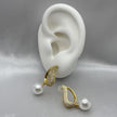 #ARL134 - Arete Gota Con Perla Y Piedra Zirconia Oro Laminado 18K