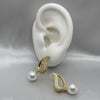 #ARL134 - Arete Gota Con Perla Y Piedra Zirconia Oro Laminado 18K