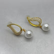 #ARL134 - Arete Gota Con Perla Y Piedra Zirconia Oro Laminado 18K