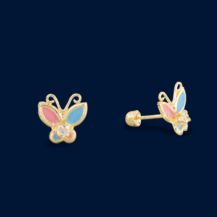 #B10124 - Broquel Mariposa Esmaltado Oro 10k
