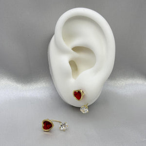#B10133 - Broquel De Corazón Piedra Zirconia Curvo/Teléfono Oro10K