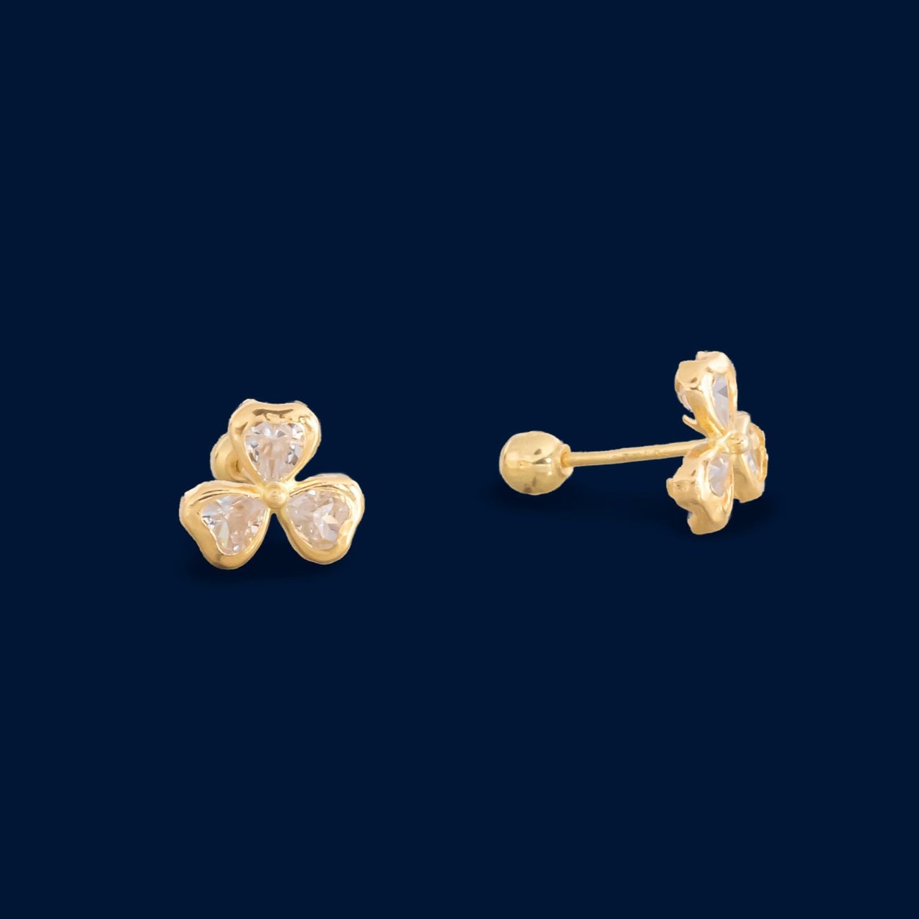 #B10162 - Broquel Trébol De Corazón Oro 10k