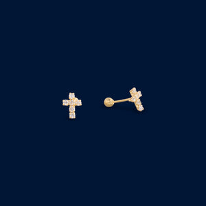 #B10212 - Broquel  Cruz Con Zirconia Oro 10k