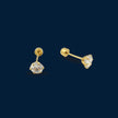 #B10248 - Broquel Piedra Zirconia Circular Oro 10K