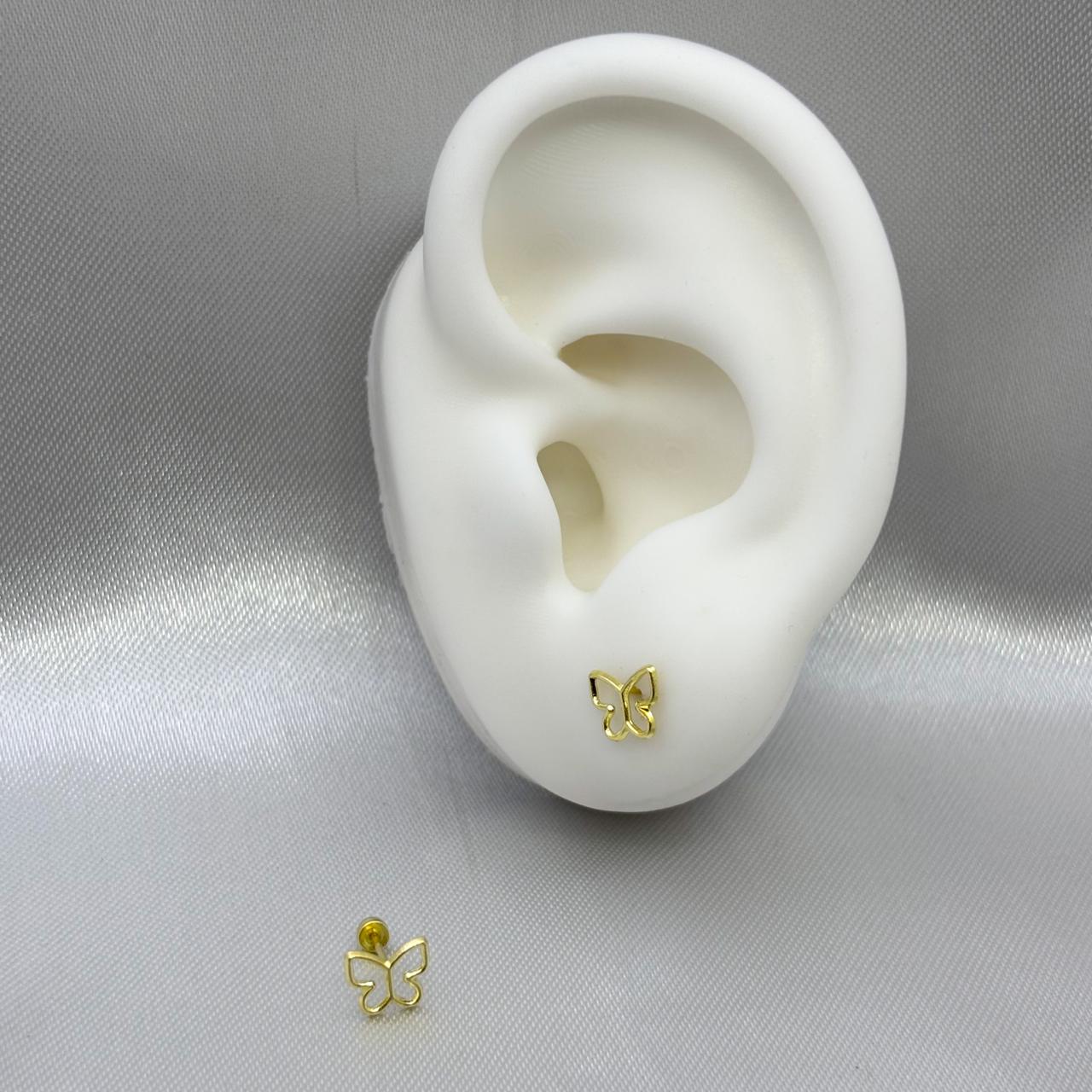 #B10252 - Broquel Silueta Mariposa Oro 10K