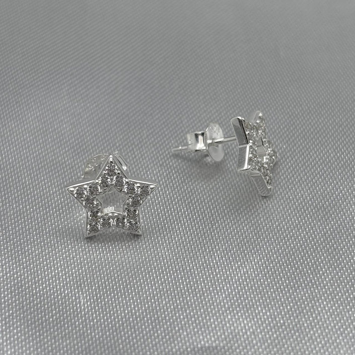 #BR104 - Broquel Estrella Con Piedra Zirconia Plata - LL1.7