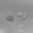 #BR110 - Broquel Doble Corazón Con Piedra Zirconia Plata - LL1.8