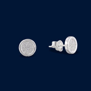 #BR118 - Broquel Circular Con Zirconia Plata - LL1.8