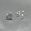 #BR180 - Broquel Corazón Con Piedra Zirconia Plata - LL1.7