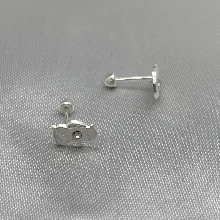 #BR204 - Broquel Búho Piedra Zirconia Plata - BBF