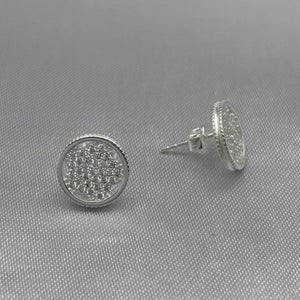 #BR249 - Broquel Circular Flor Central Piedra Zirconia Plata - LL2.3