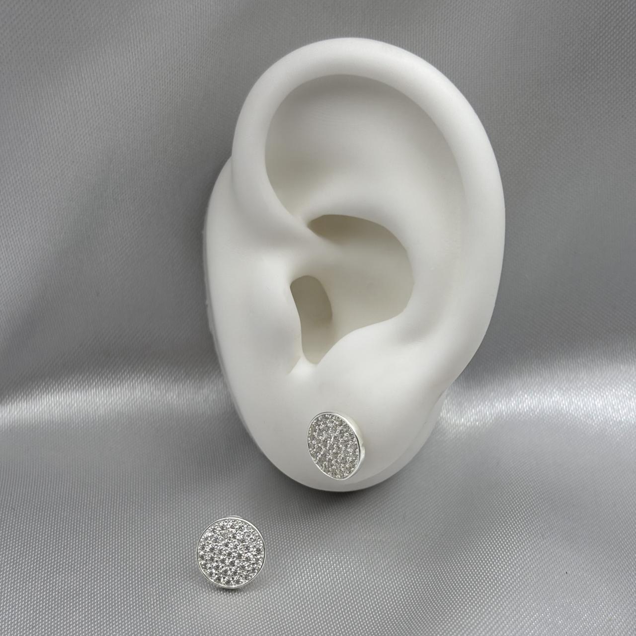 #BR251 - Broquel Circular Con Piedra Zirconia Plata - LL1.9