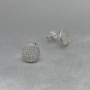 #BR251 - Broquel Circular Con Piedra Zirconia Plata - LL1.9