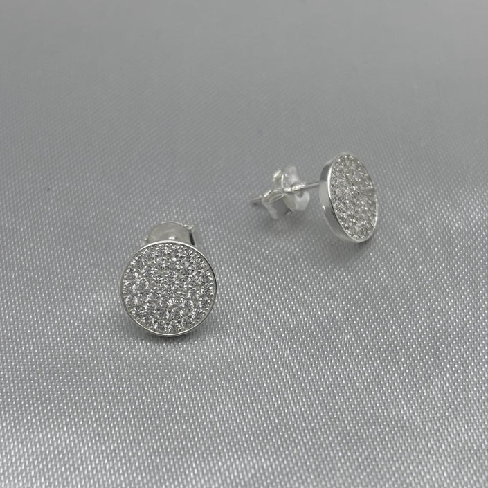 #BR251 - Broquel Circular Con Piedra Zirconia Plata - LL1.9