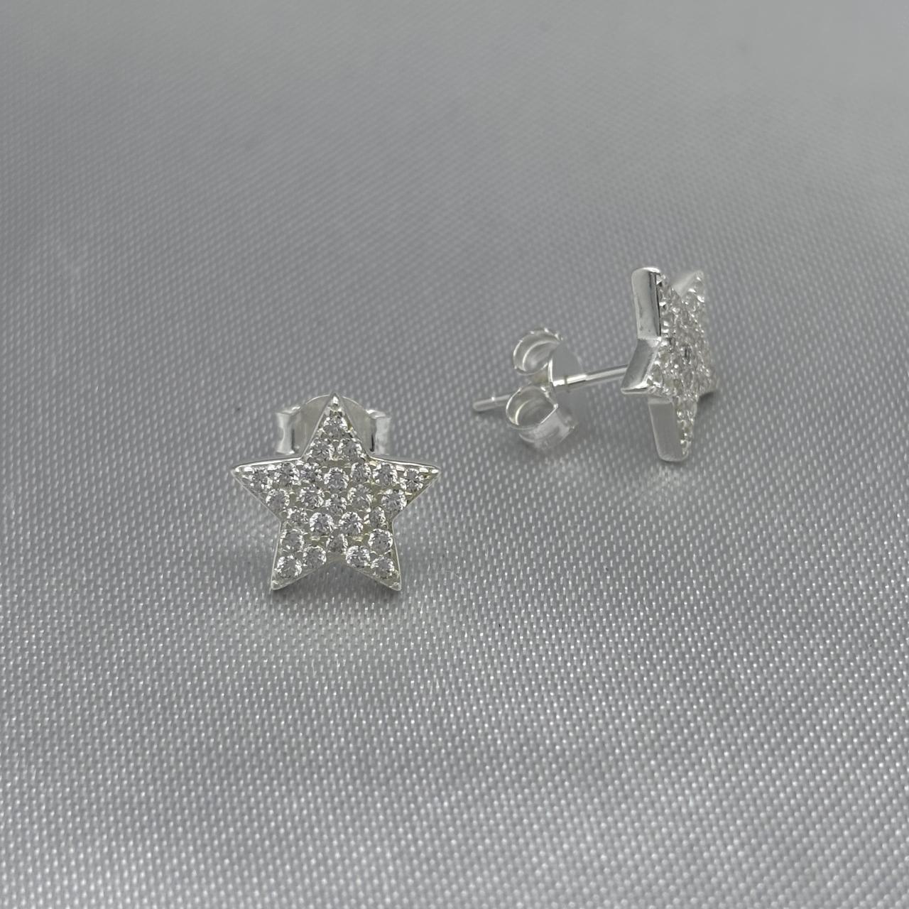 #BR258 - Broquel Estrella Piedra Zirconia Plata - LL1.8