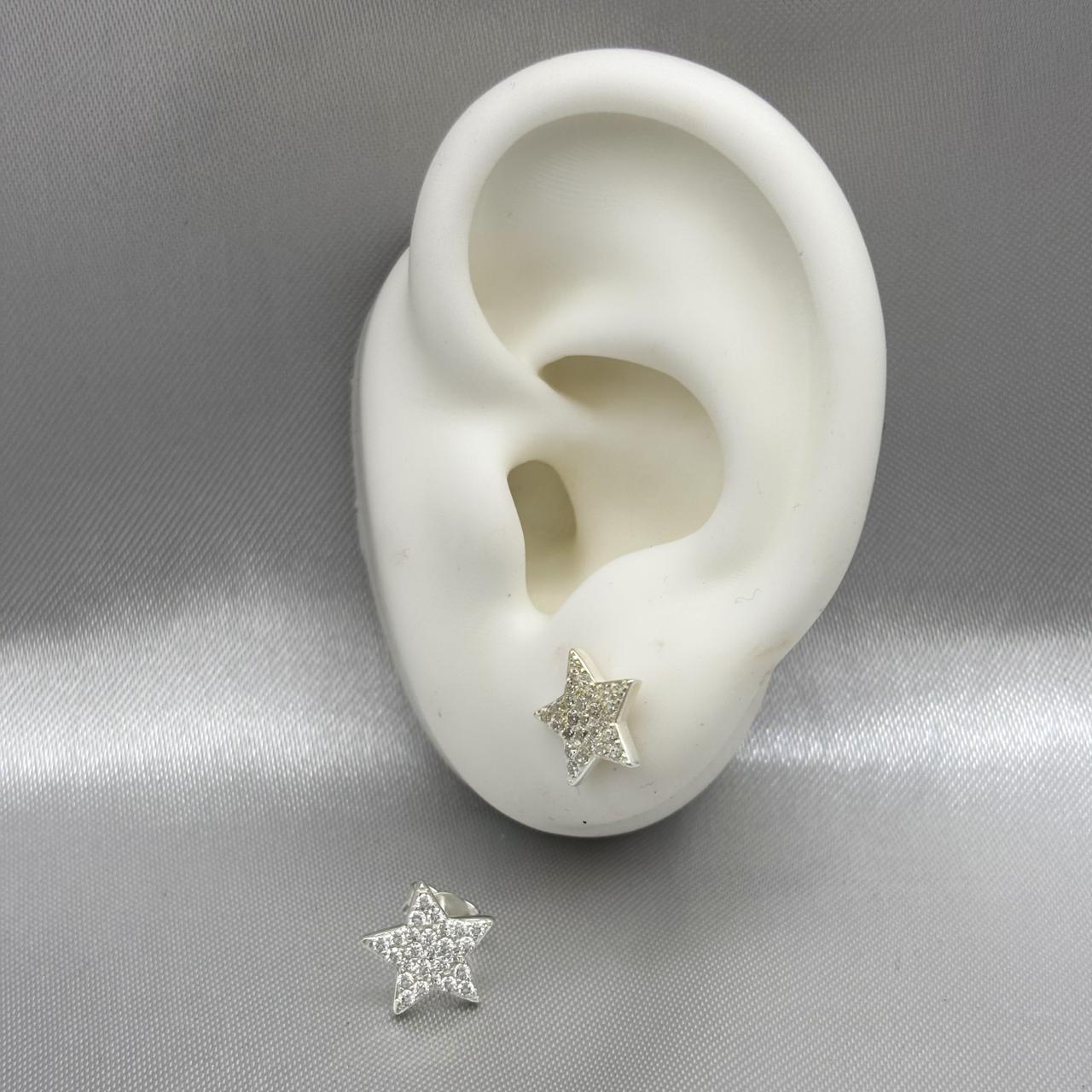 #BR258 - Broquel Estrella Piedra Zirconia Plata - LL1.8