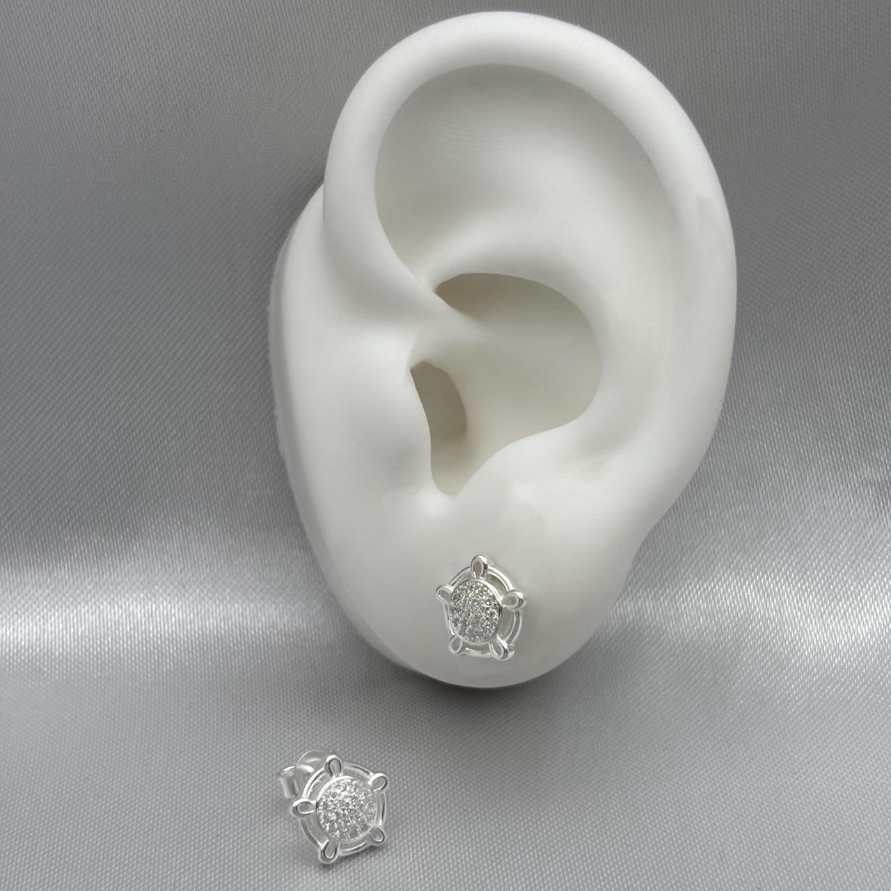 #BR262 - Broquel Circular Con Zirconia Plata - LL1.9