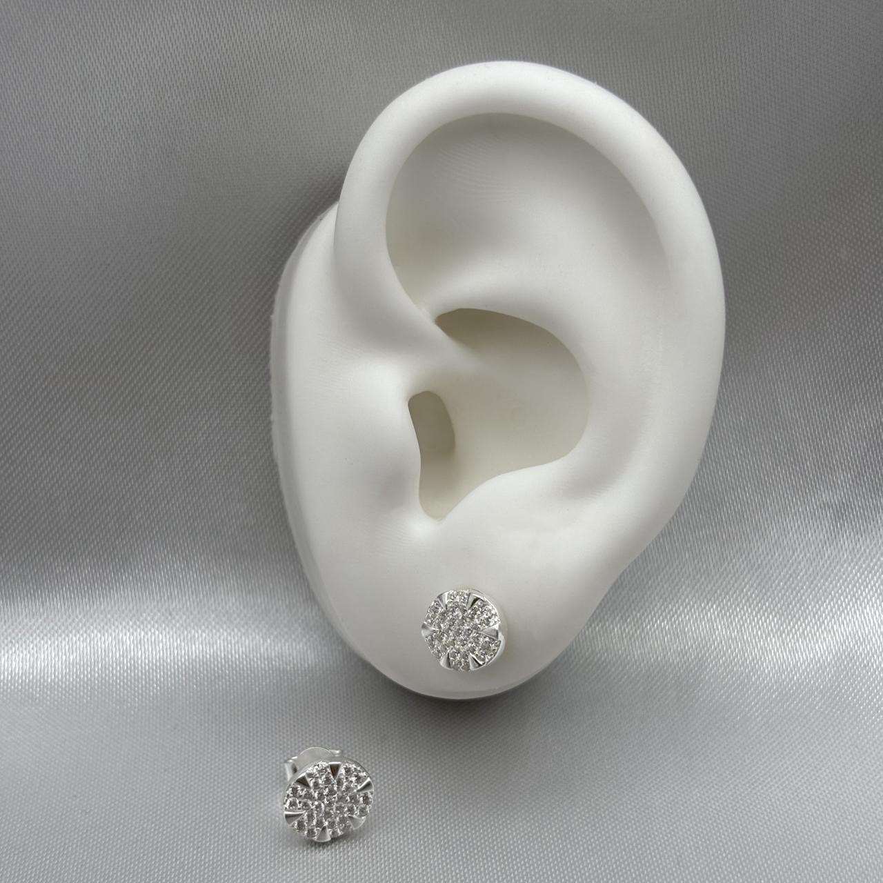 #BR263 - Broquel Circular Con Zirconia Plata - LL1.6