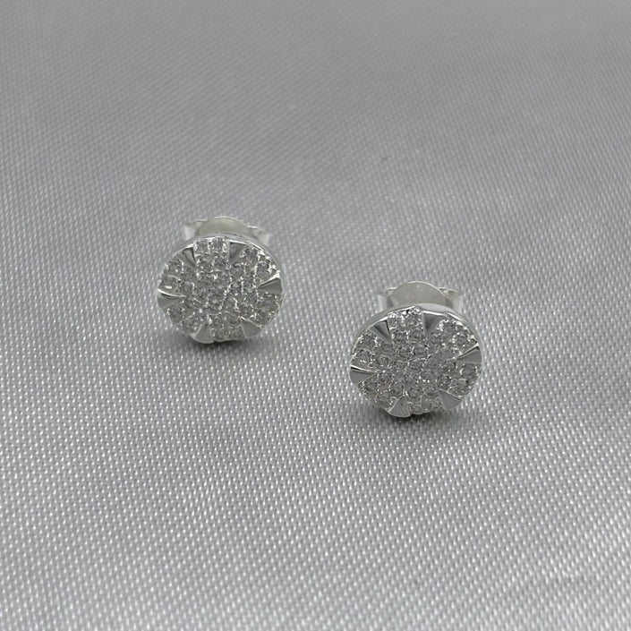 #BR263 - Broquel Circular Con Zirconia Plata - LL1.6