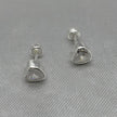 #BR279 - Broquel Corazón Tambor Con Zirconia Plata