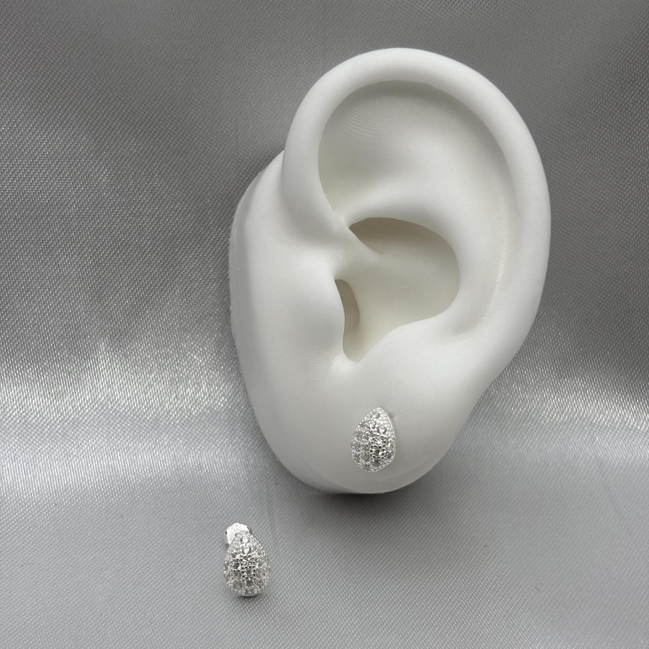 #BR301 - Broquel Gota Con Piedra Zirconia Plata - B12/1.6