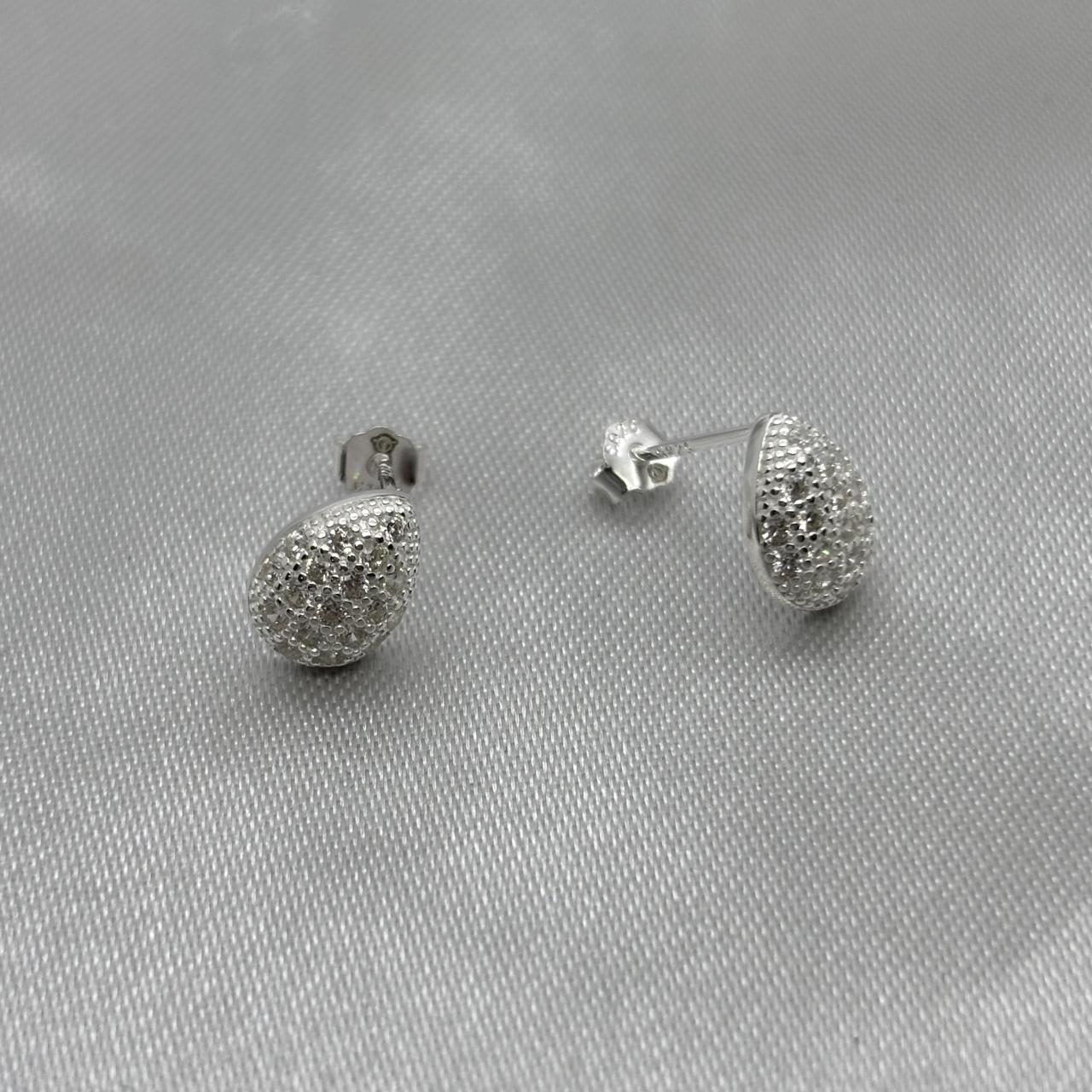 #BR301 - Broquel Gota Con Piedra Zirconia Plata - B12/1.6