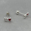 #BR316 - Broquel Doble Corazón Piedra Zirconia Plata