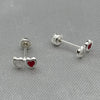 #BR316 - Broquel Doble Corazón Piedra Zirconia Plata