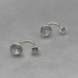 #BR317 - Broquel Curvo/Teléfono Circular Piedra Zirconia Plata