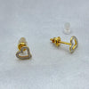 #BX10102 - Broquel Corazón Con Diamante Natural Oro 10K - LX210