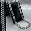 #CAD224 - Cadena Barbada De Plata Con Piedra - 150 - 6 mm - PU39.0