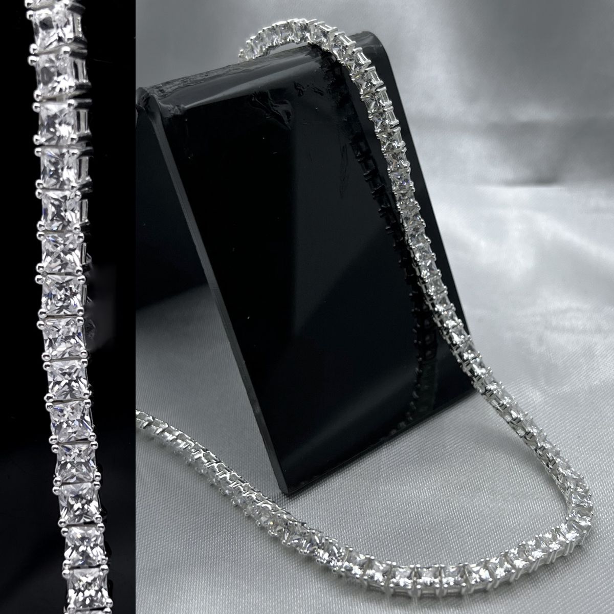 #CAD245 - Cadena Tipo Tenis Con Piedra Zirconia Plata - 100 - 3 mm - PU25.9