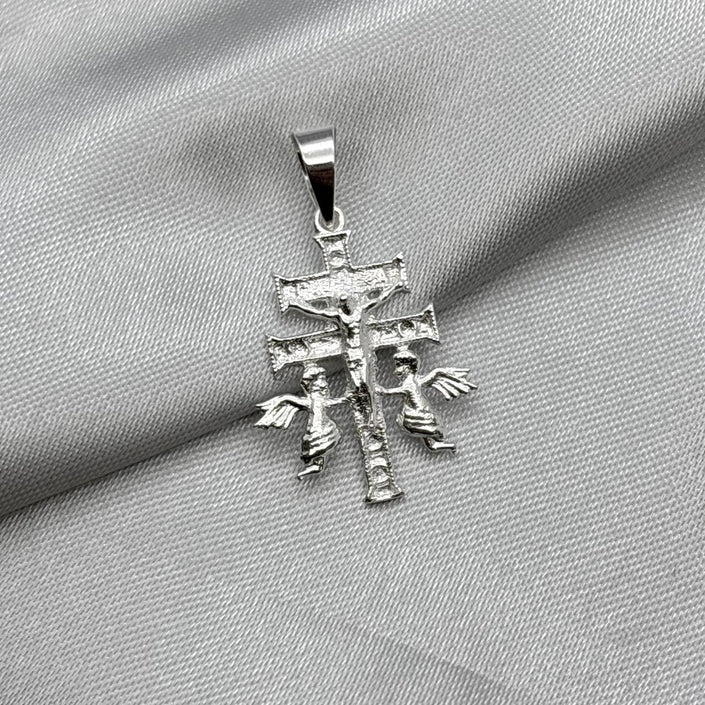 #D582- Dije Cruz De Caravaca Con Cristo De Plata - ZC2.8