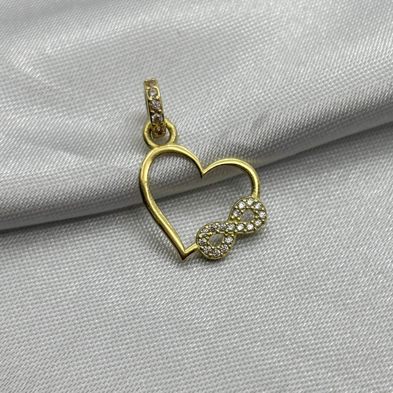 #D10221 - Dije Corazón Infinito Piedra Zirconia Oro 10K - K01/1.0