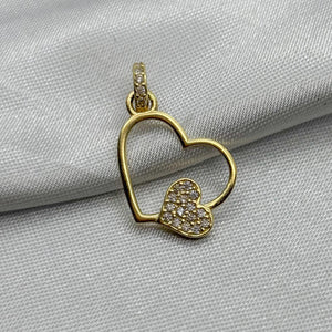 #D10222 - Dije Doble Corazón Piedra Zirconia Oro 10K - K01/1.3