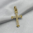 #D10229 - Dije Cruz Con Piedras De Zirconia Oro 10K - K01/1.5