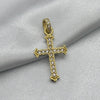 #D10229 - Dije Cruz Con Piedras De Zirconia Oro 10K - K01/1.5